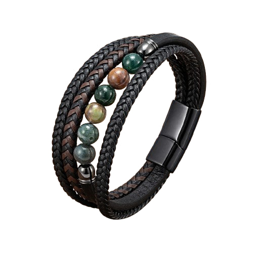 Bracelet Homme Cuir et Perle