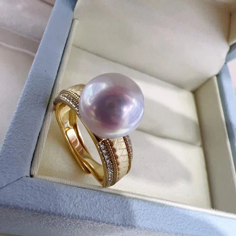 Bague Or Perle de Culture Blanche