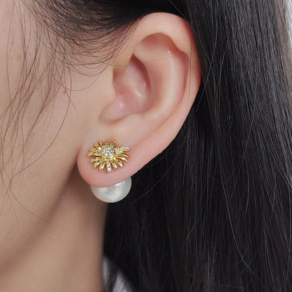 Boucle d'Oreille Perle Plaqué Or