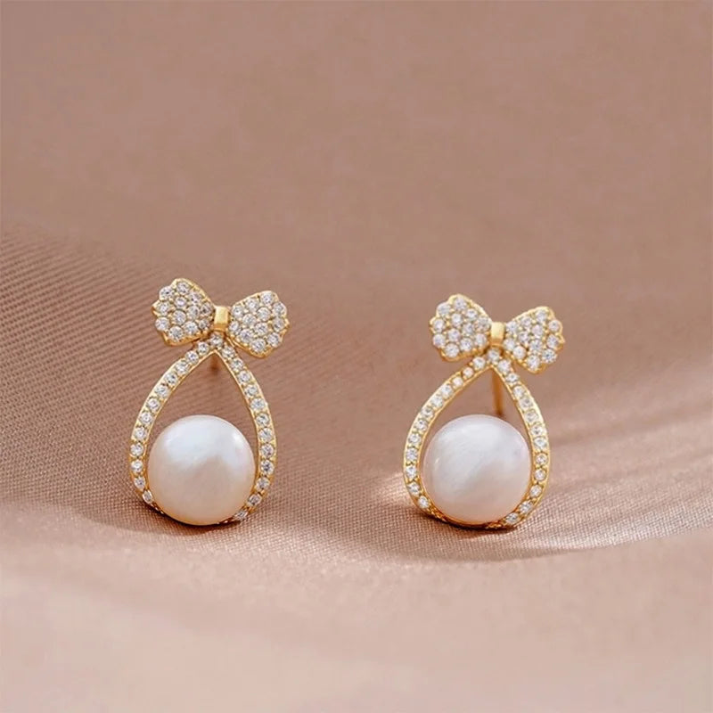 Boucle d'Oreille Noeud Perle