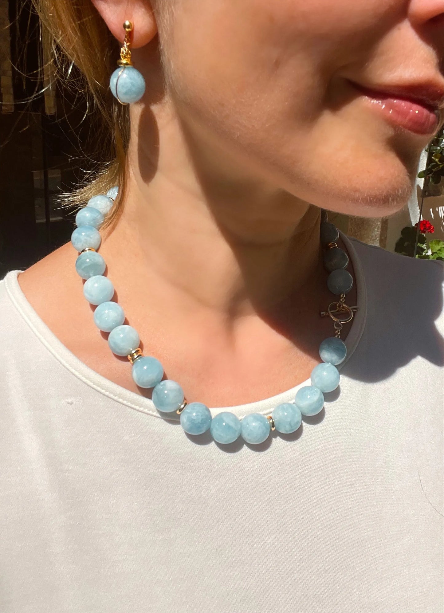 Collier Perle Bleu Ciel