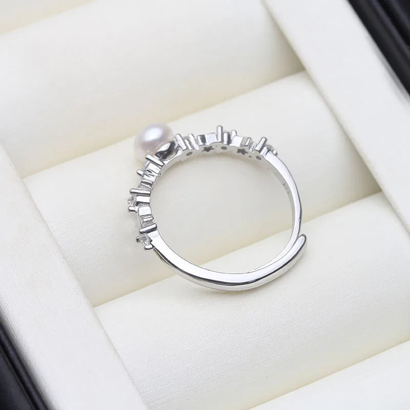 Bague Argent Perle Rose