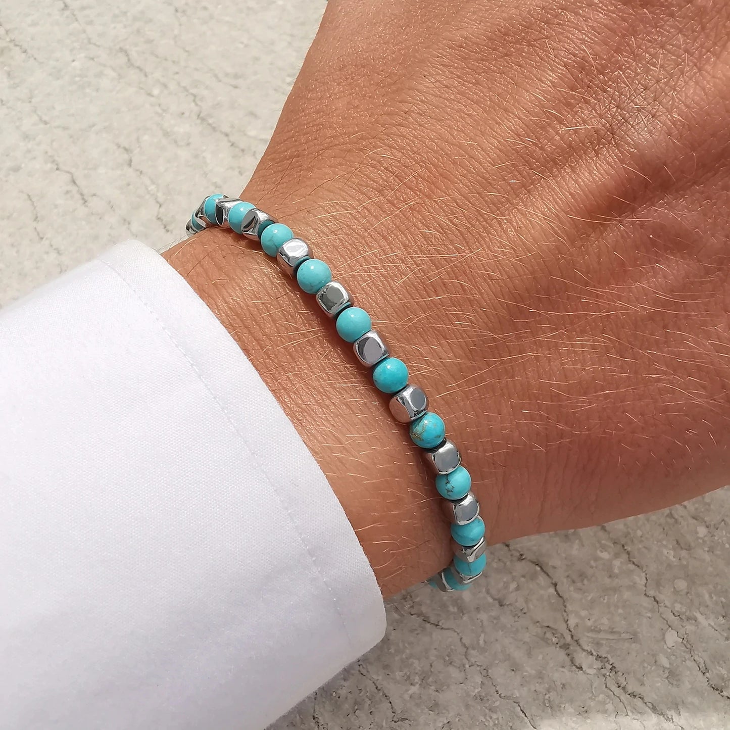 bracelet perle turquoise homme