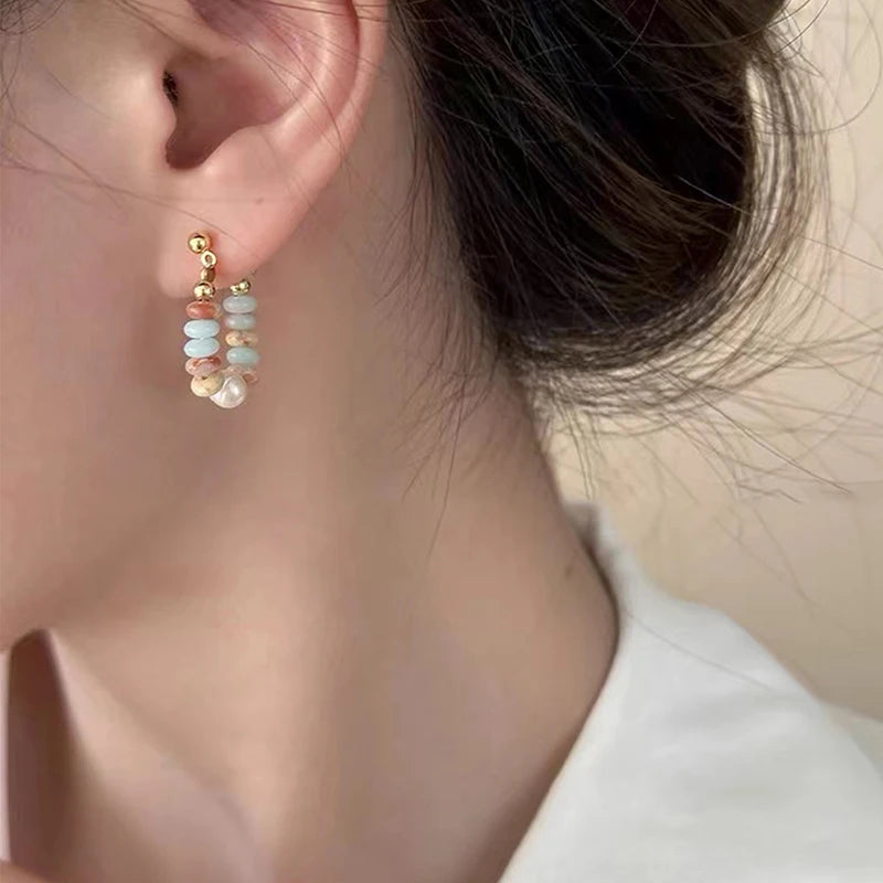 Boucle d'Oreille Perle Colorée