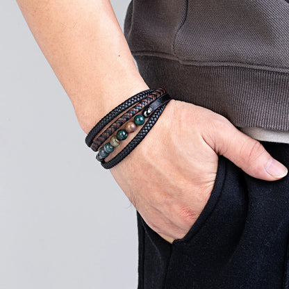 Bracelet Homme Cuir et Perle