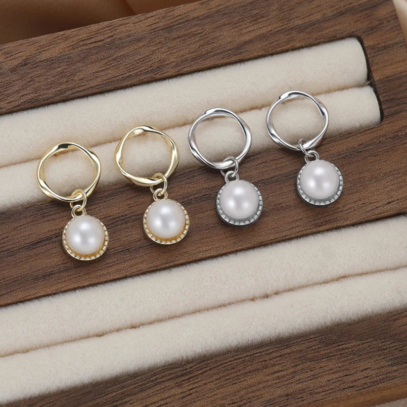 Boucle d'Oreille Ronde Perle