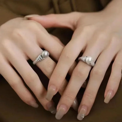 Bague Perle Grise