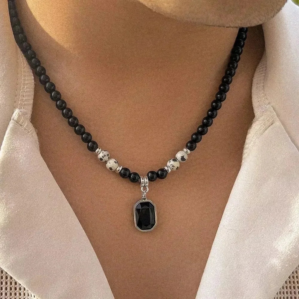 Collier Perle Noir Homme