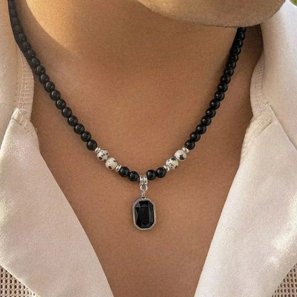Collier Perle Noir Homme