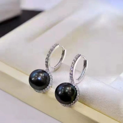 Boucle d'Oreille Perle Noire Fantaisie