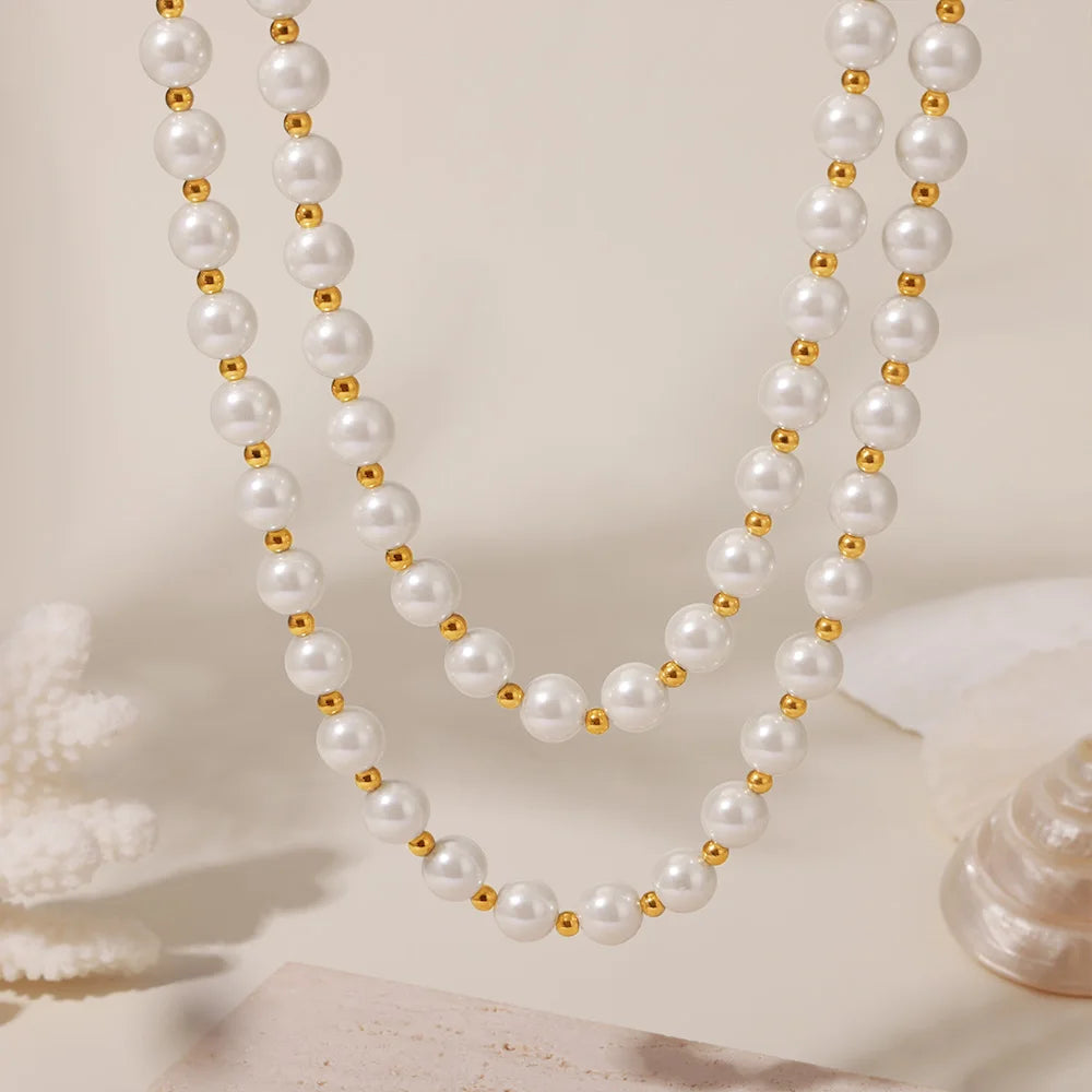 Collier Acier Inoxydable Perles