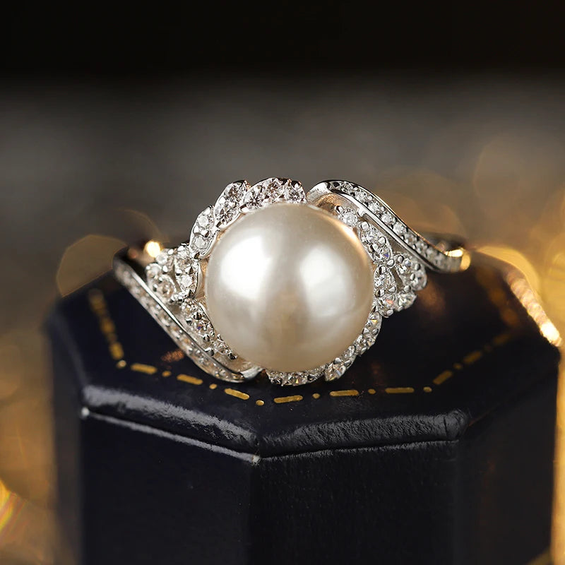 Bague Argent Perle Blanche