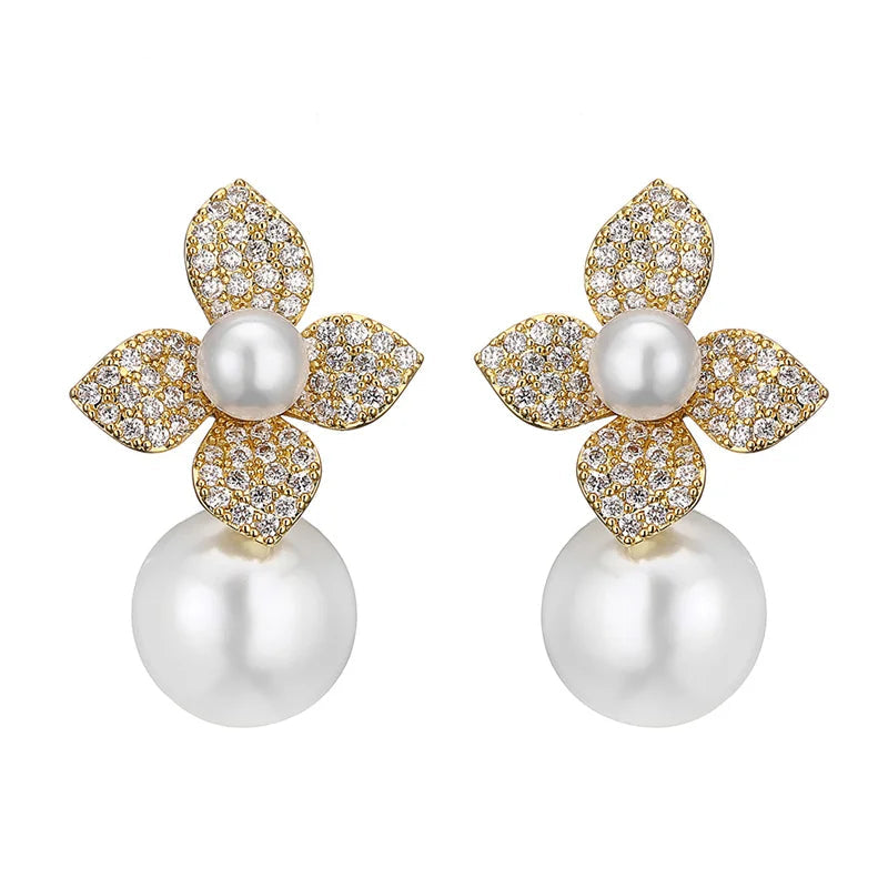 Boucles d'Oreilles Fleurs & Perles