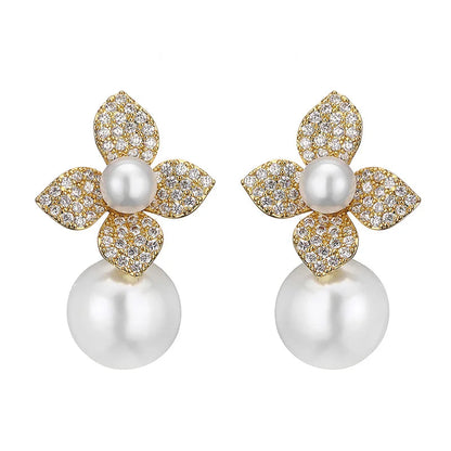 Boucles d'Oreilles Fleurs & Perles
