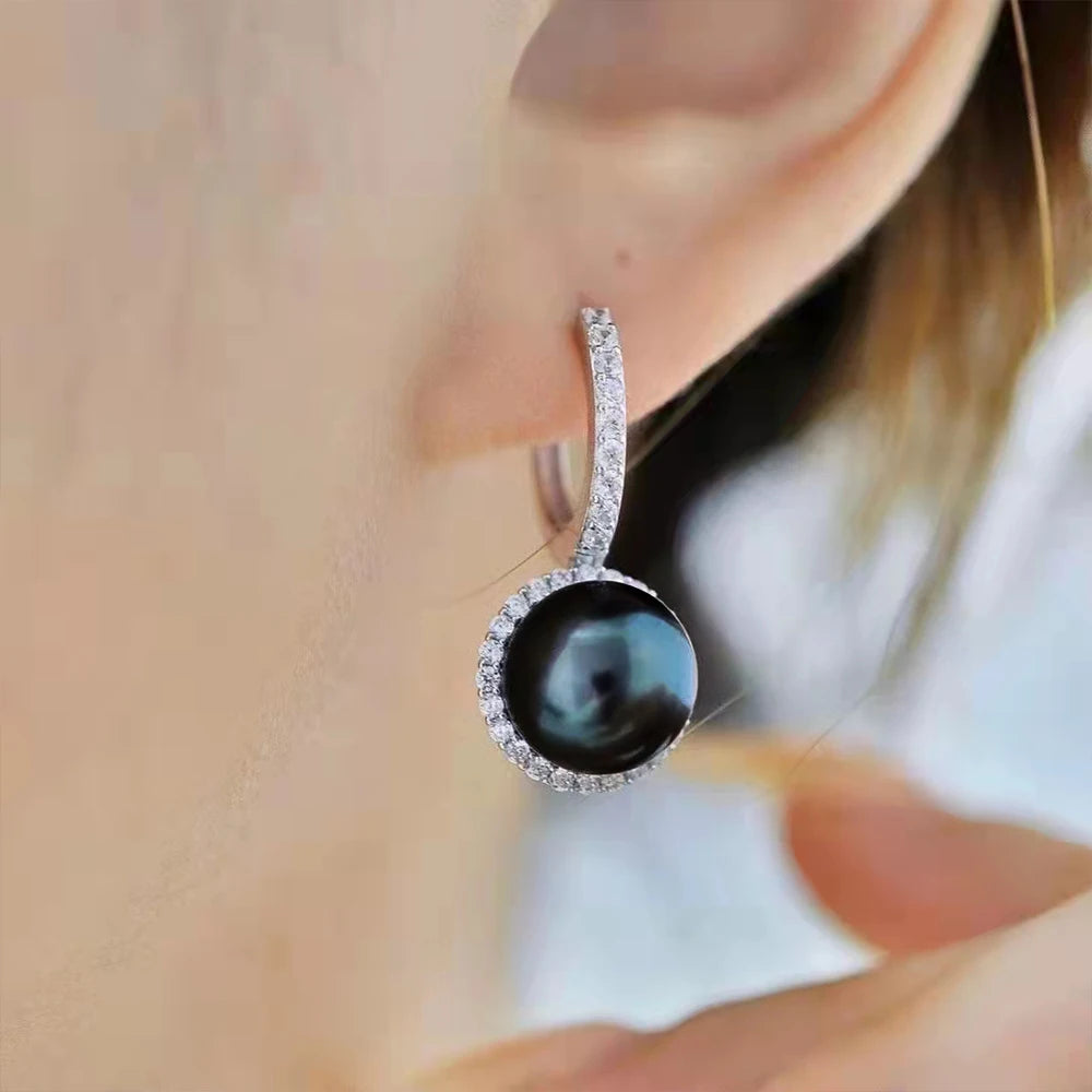 Boucle d'Oreille Perle Noire Fantaisie