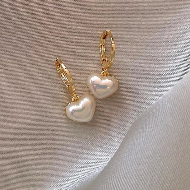 Boucle d'Oreille Coeur Perle