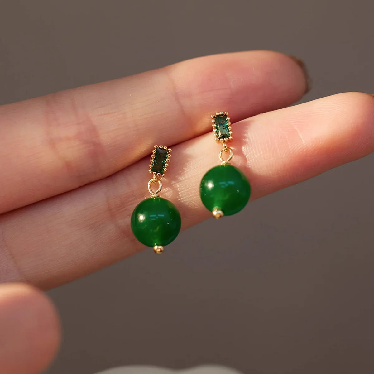 Boucle d'Oreille Perle Verte