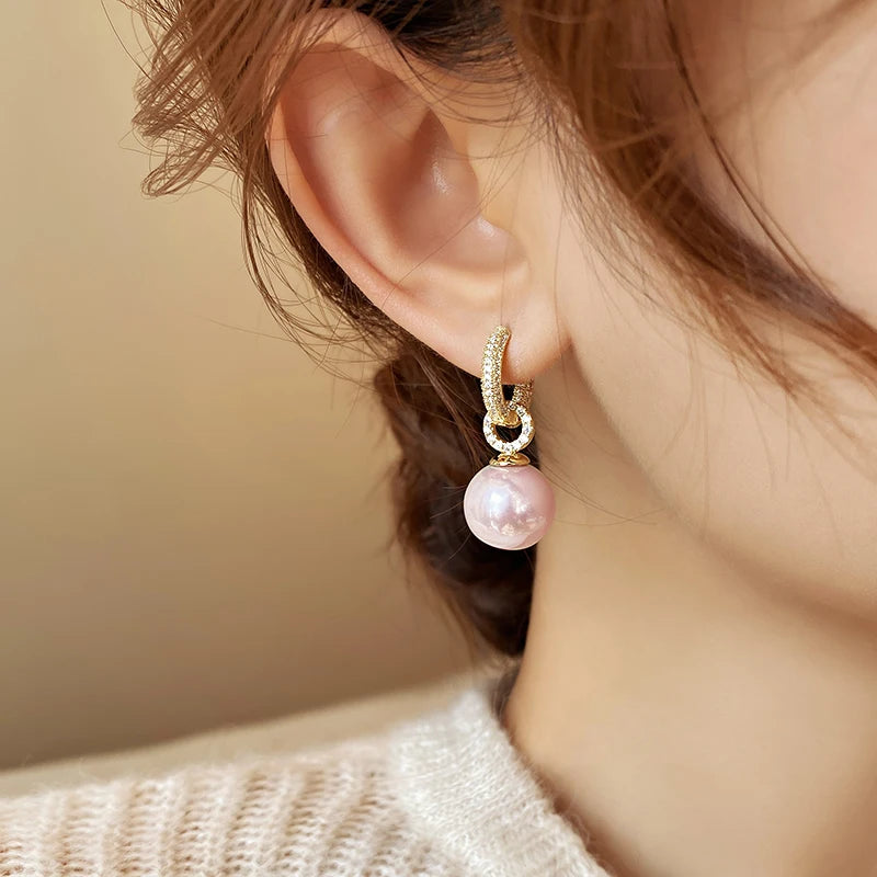 Boucle d'Oreille Perle Rose