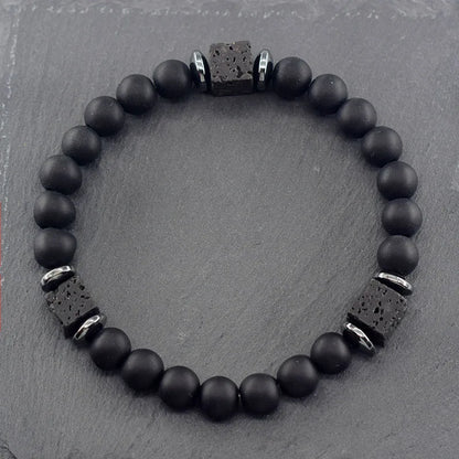 Bracelet Homme Perle Noir Mat