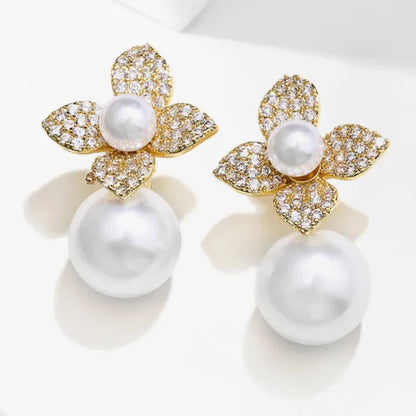 Boucles d'Oreilles Fleurs & Perles