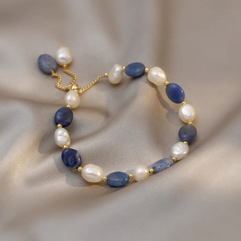 Bracelet perle bleu marine