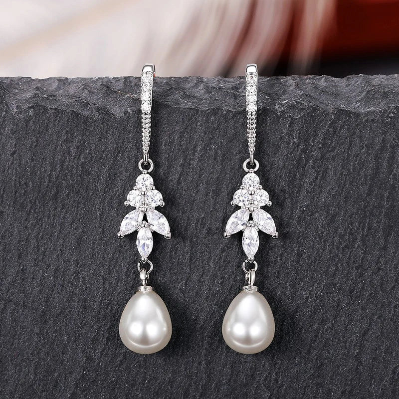 Boucles d'Oreilles Perles Pendantes Fantaisie