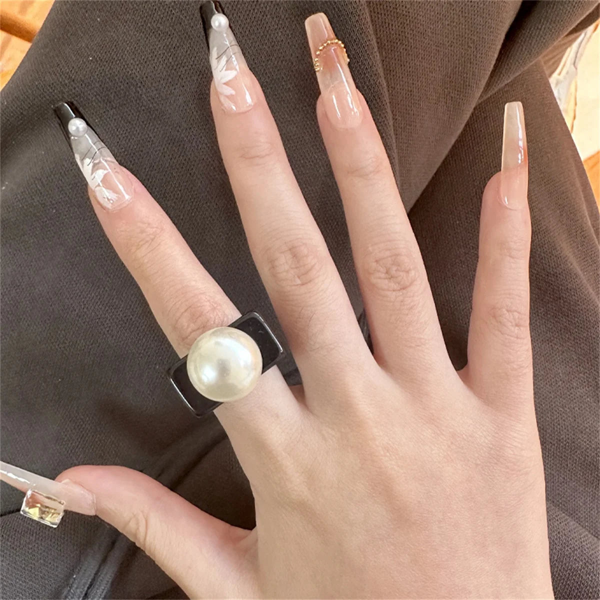 Bague Perle Resine