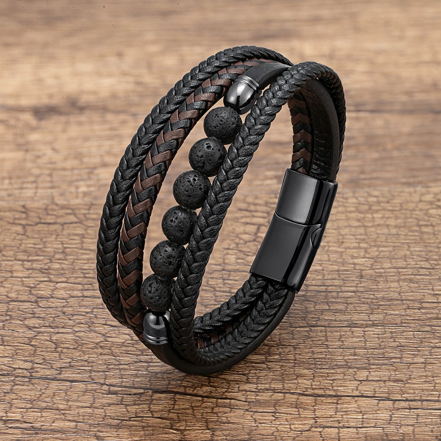 Bracelet Homme Cuir et Perle