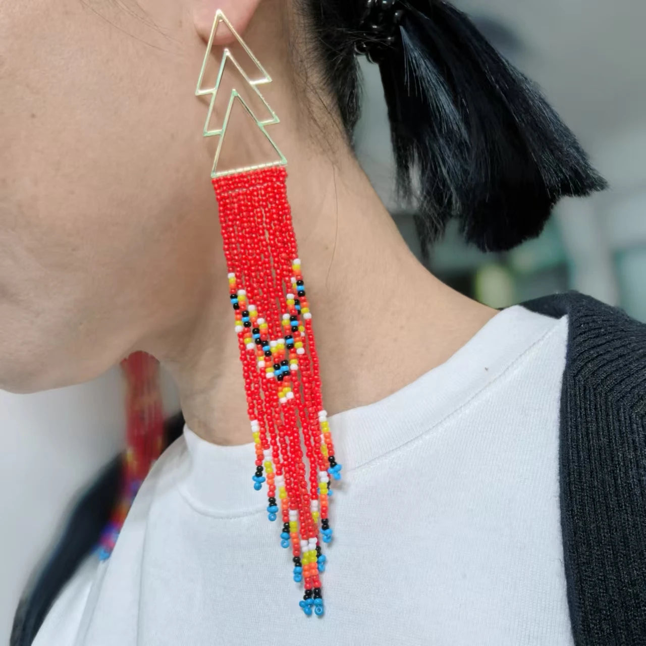 Boucle d'Oreille Perles Tissées