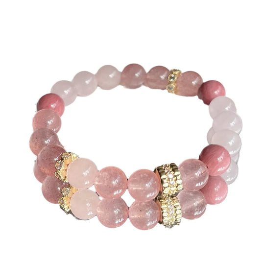 Bracelet Perle Quartz Rose