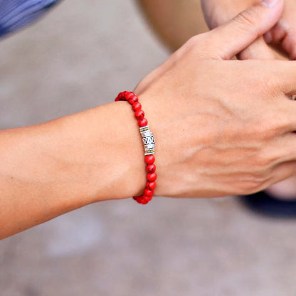 bracelet perle rouge homme