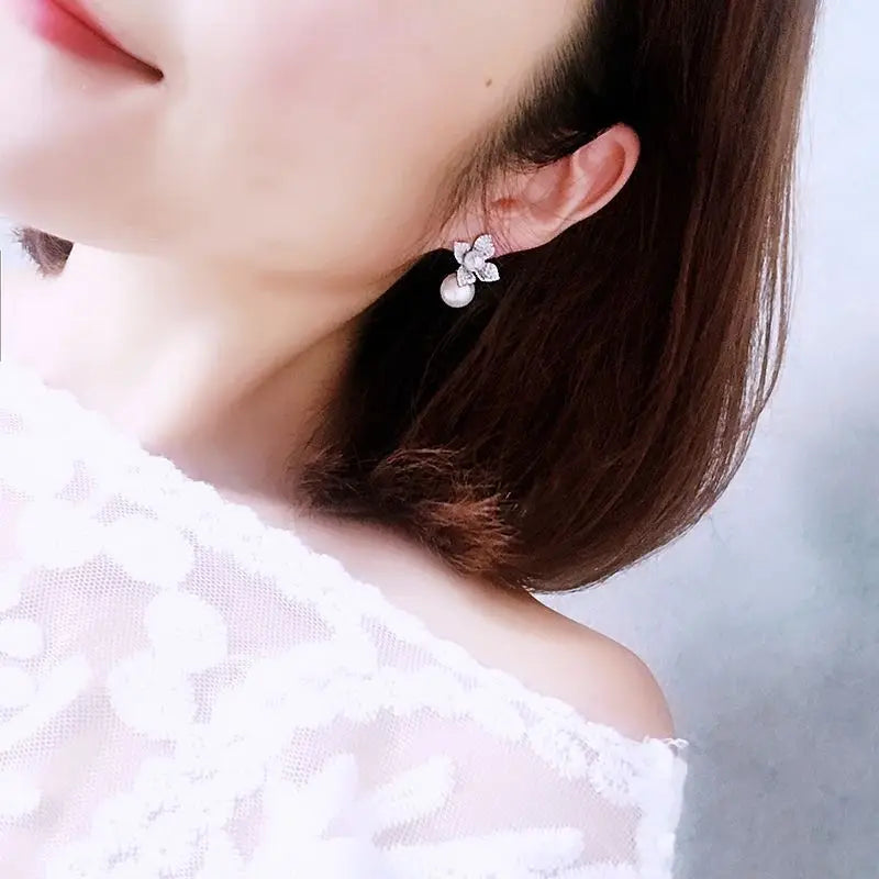 Boucles d'Oreilles Fleurs & Perles