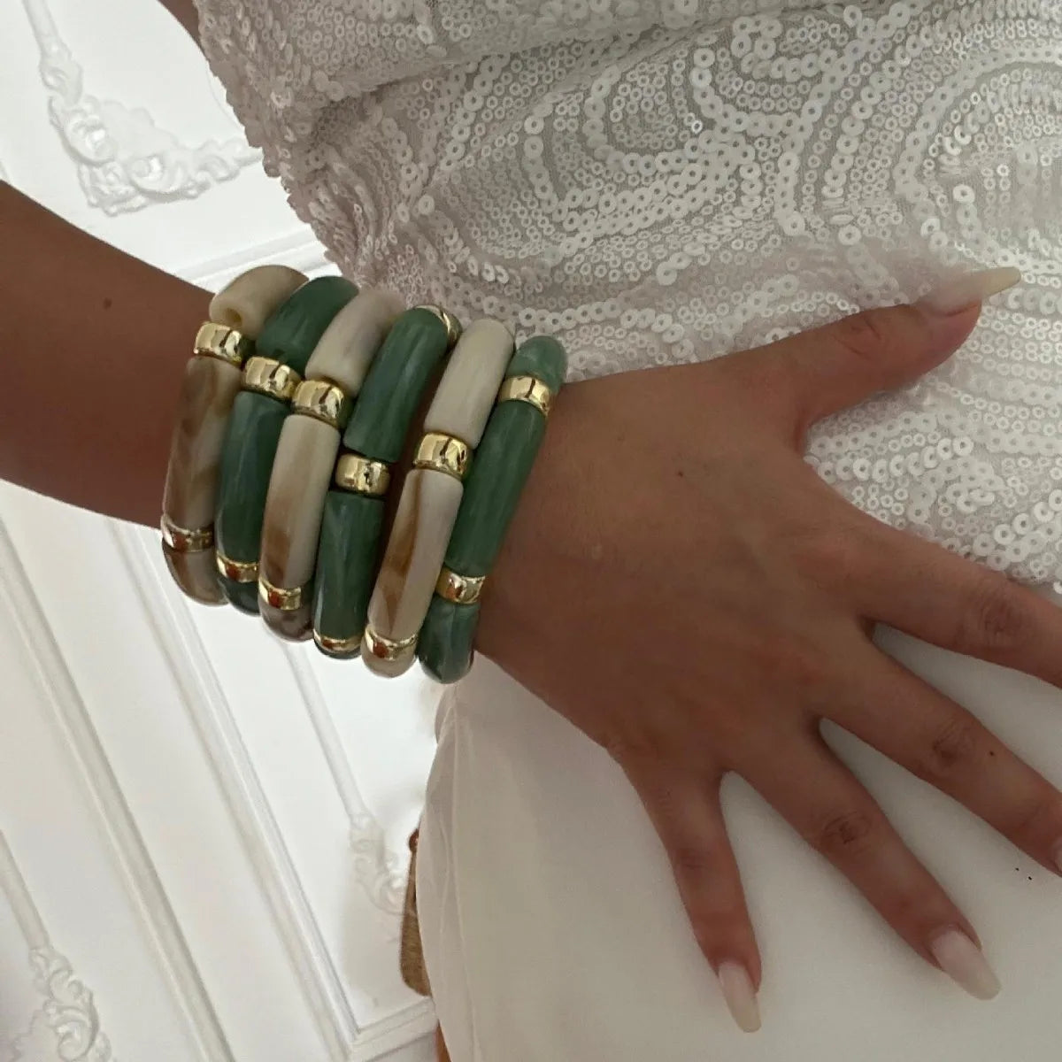 Bracelet Perle Tube Incurvé