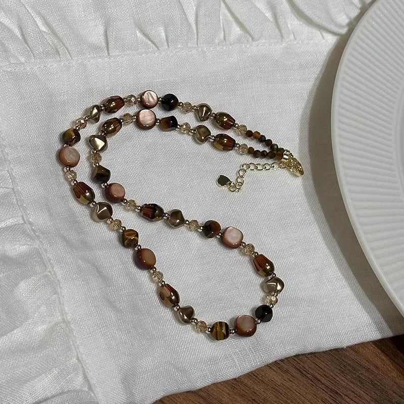Collier Perle Marron