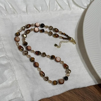Collier Perle Marron