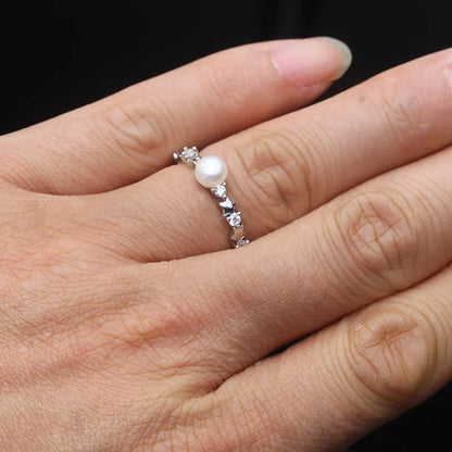 Bague Argent Perle Rose