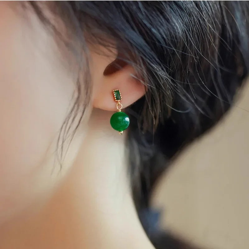 Boucle d'Oreille Perle Verte