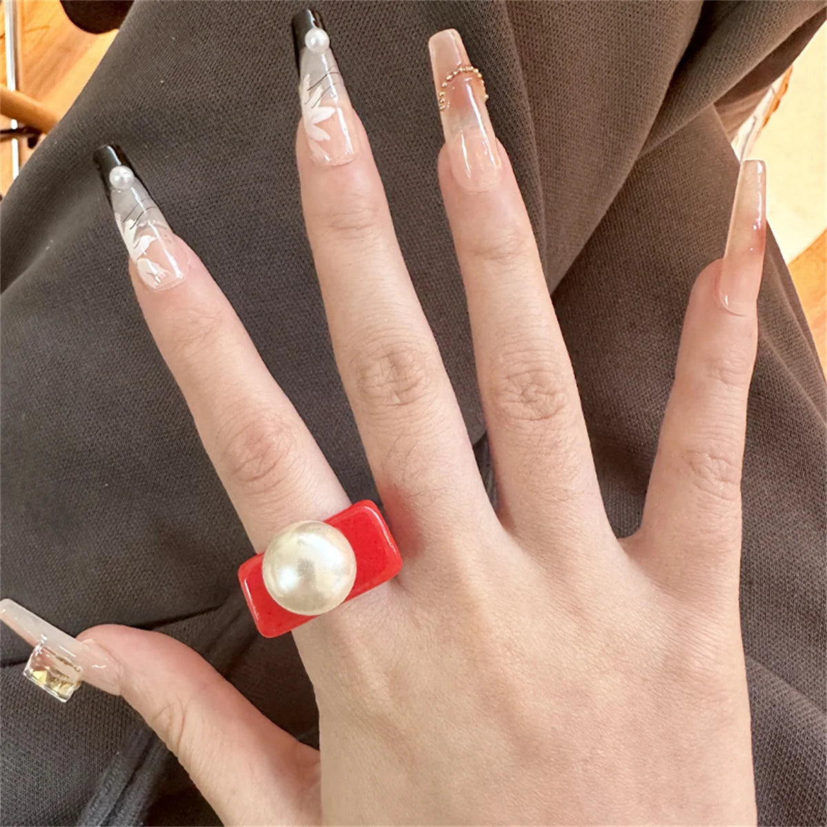 Bague Perle Resine