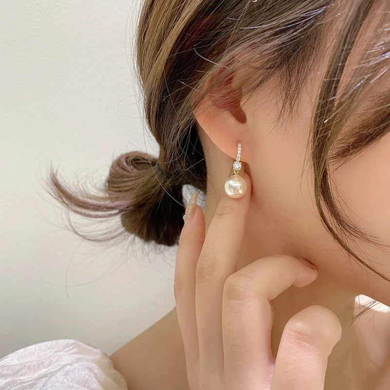 Boucle d'Oreille Perle Blanche