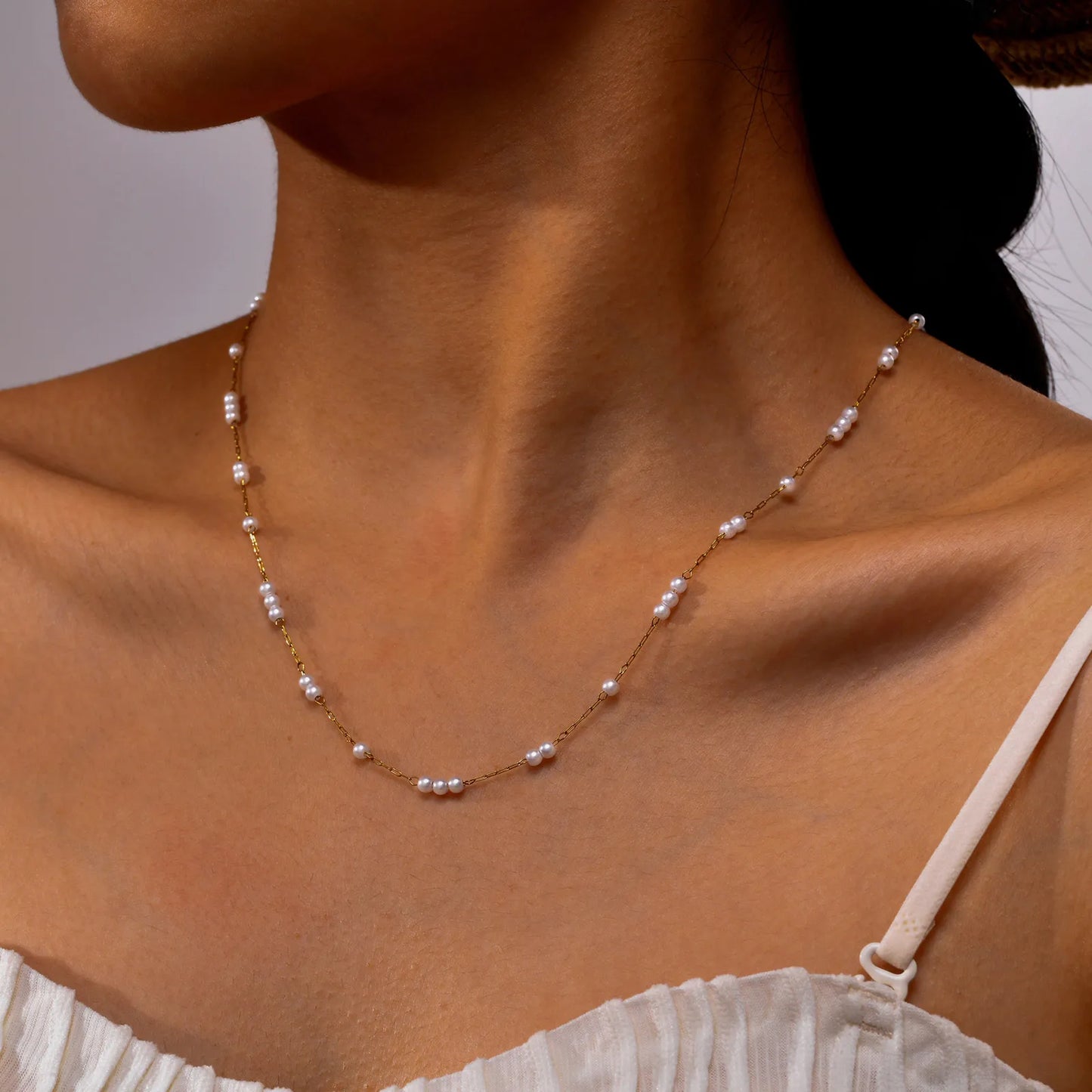 Bijoux Collier Perle Or Et Blanc