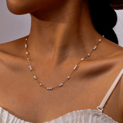 Bijoux Collier Perle Or Et Blanc