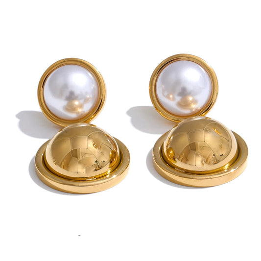 Boucle d'Oreille Perle Dorée