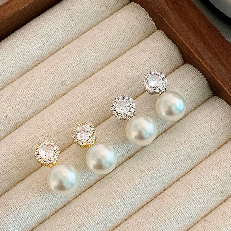 Boucle d'Oreille Perle et Brillant