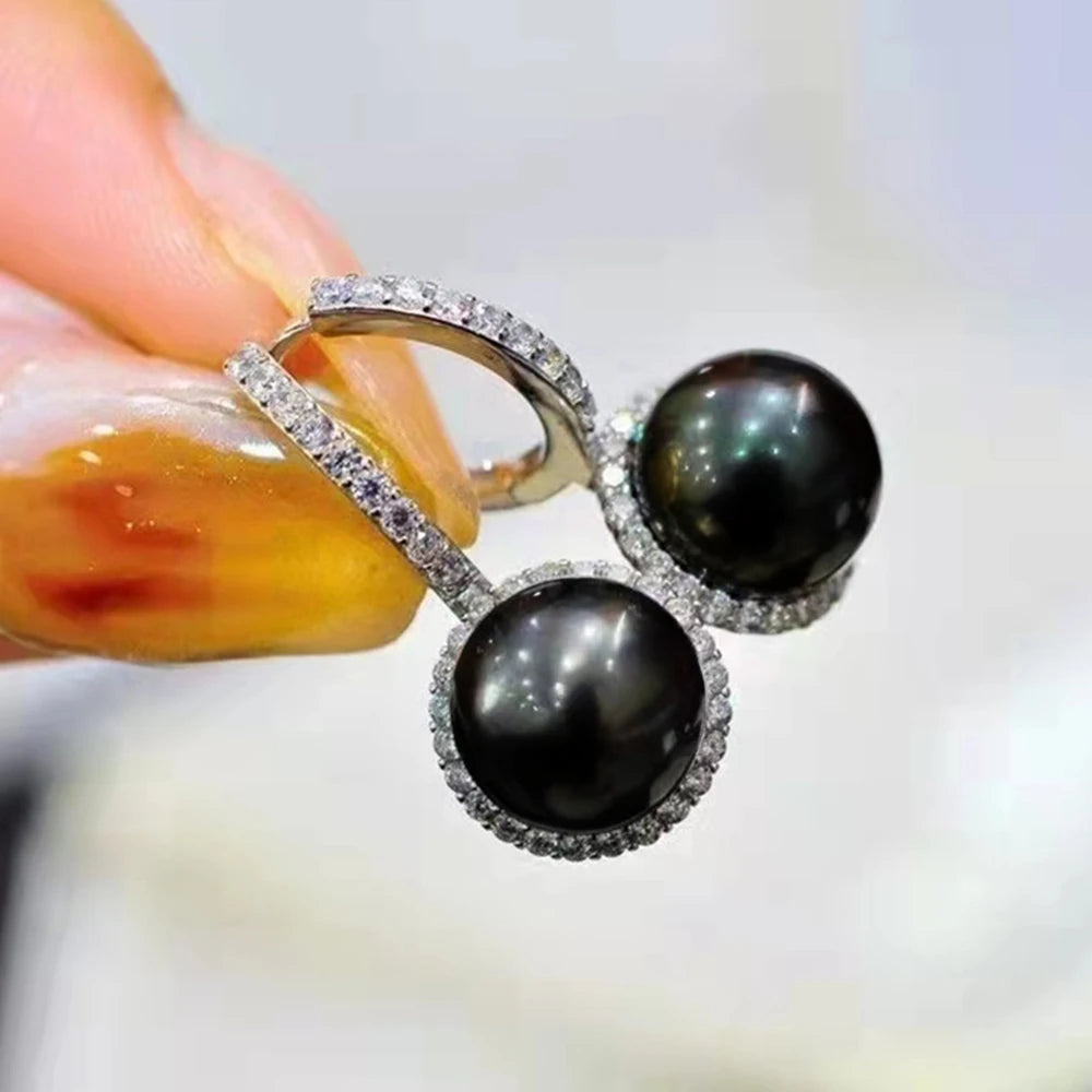 Boucle d'Oreille Perle Noire Fantaisie
