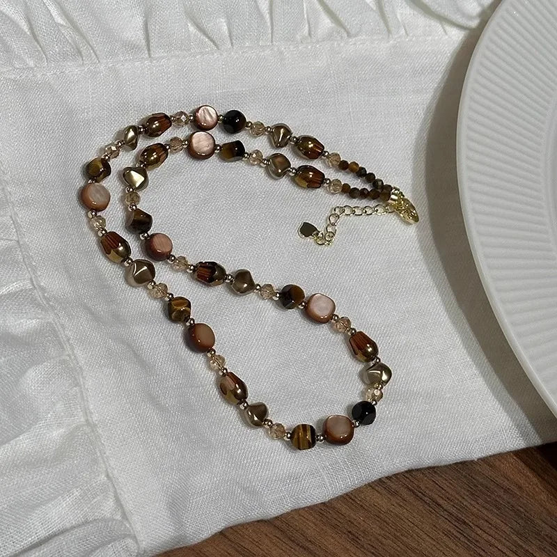 Collier Perle Marron