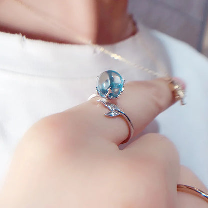 Bague avec Perle Bleu