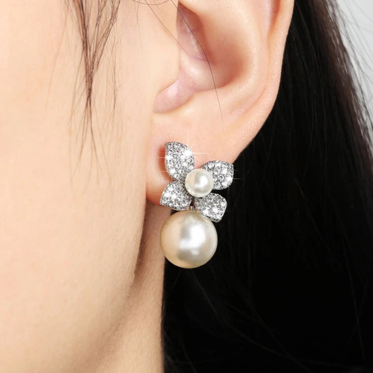 Boucles d'Oreilles Fleurs & Perles