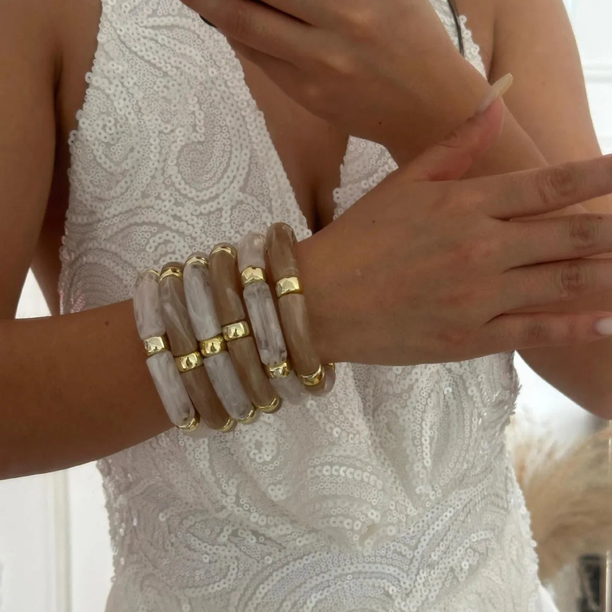 Bracelet Perle Tube Incurvé