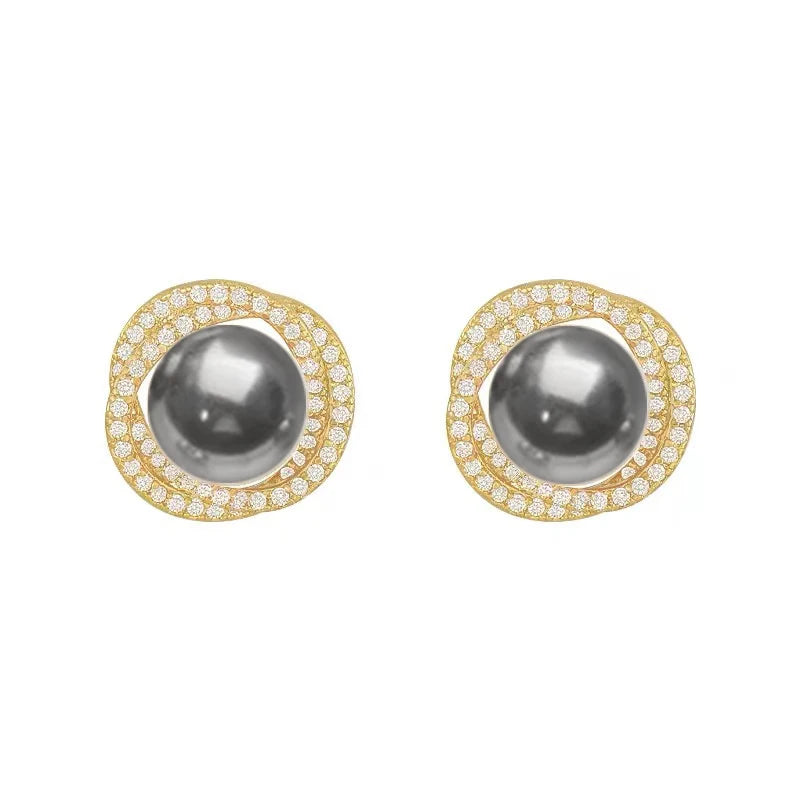 Boucle d'Oreille Perle Grise