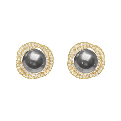 Boucle d'Oreille Perle Grise